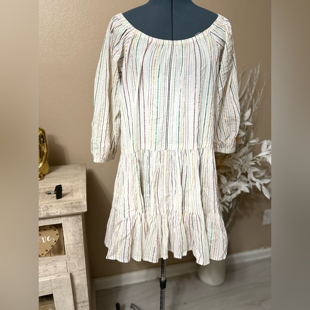 Apiece Apart White Multicolor Striped Casual Dress